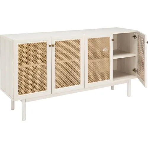 Brielle 4-Door Console/Media Stand - White/Gold Mesh