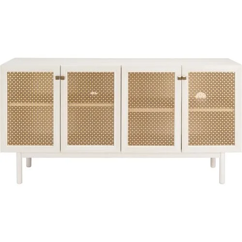 Brielle 4-Door Console/Media Stand - White/Gold Mesh