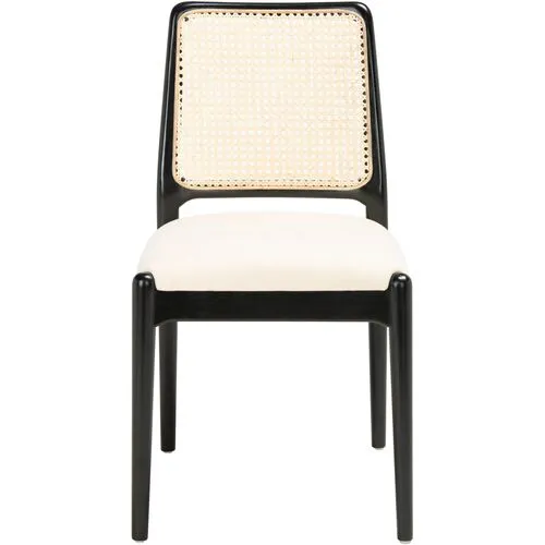 Set of 2 Opal Rattan Dining Chairs - Black/White