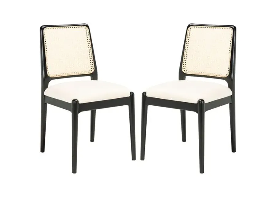 Set of 2 Opal Rattan Dining Chairs - Black/White