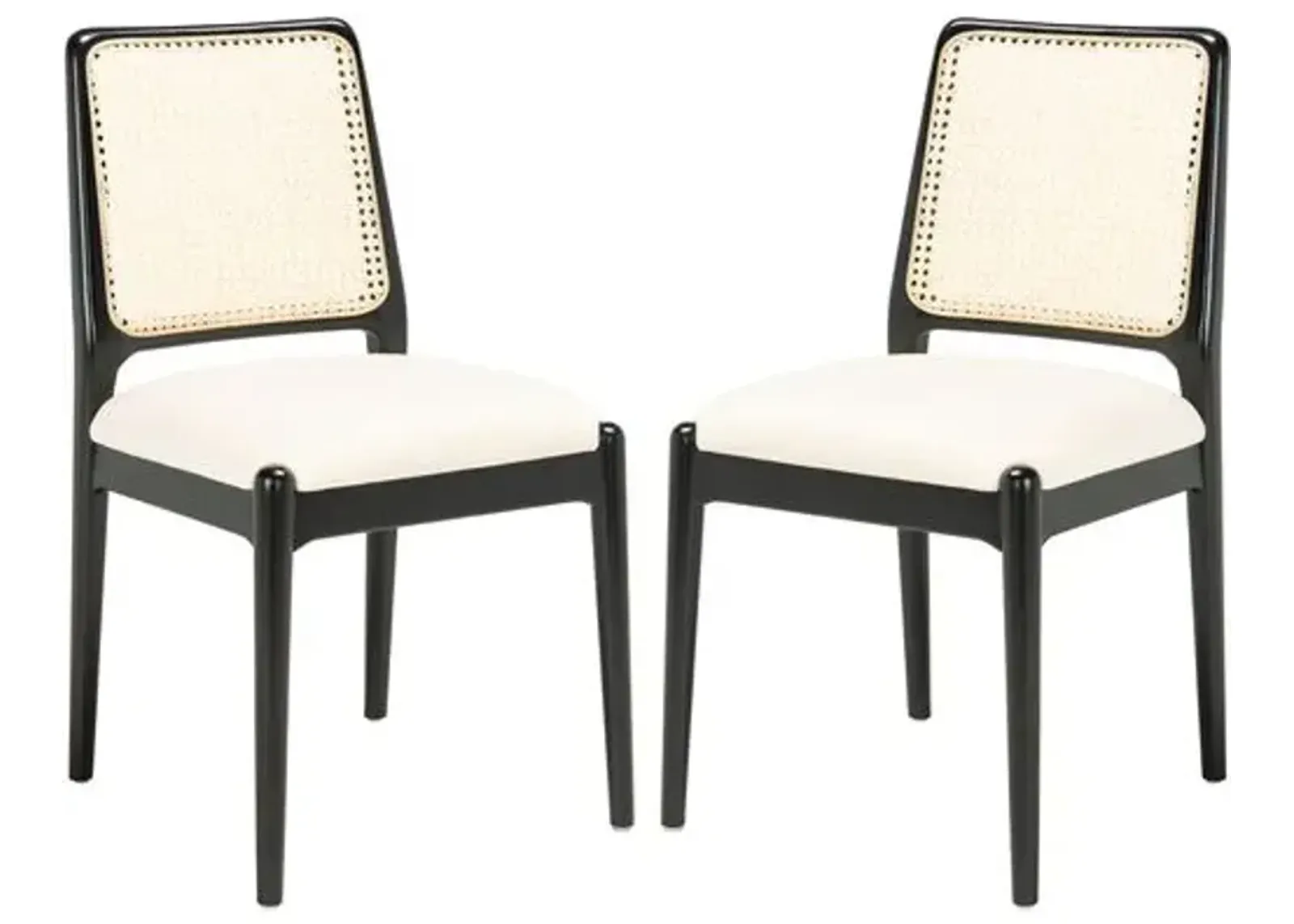 Set of 2 Opal Rattan Dining Chairs - Black/White