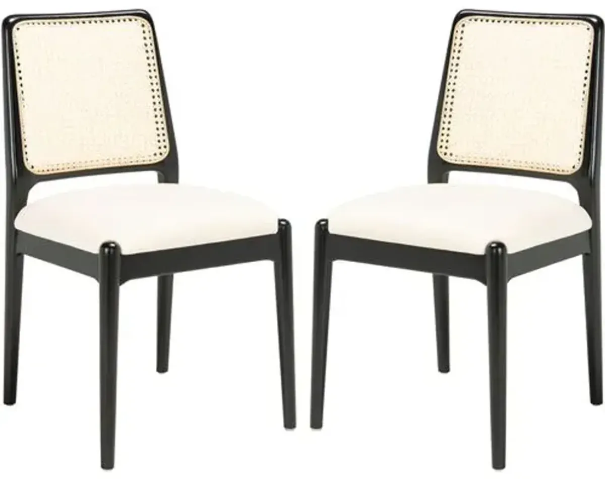 Set of 2 Opal Rattan Dining Chairs - Black/White