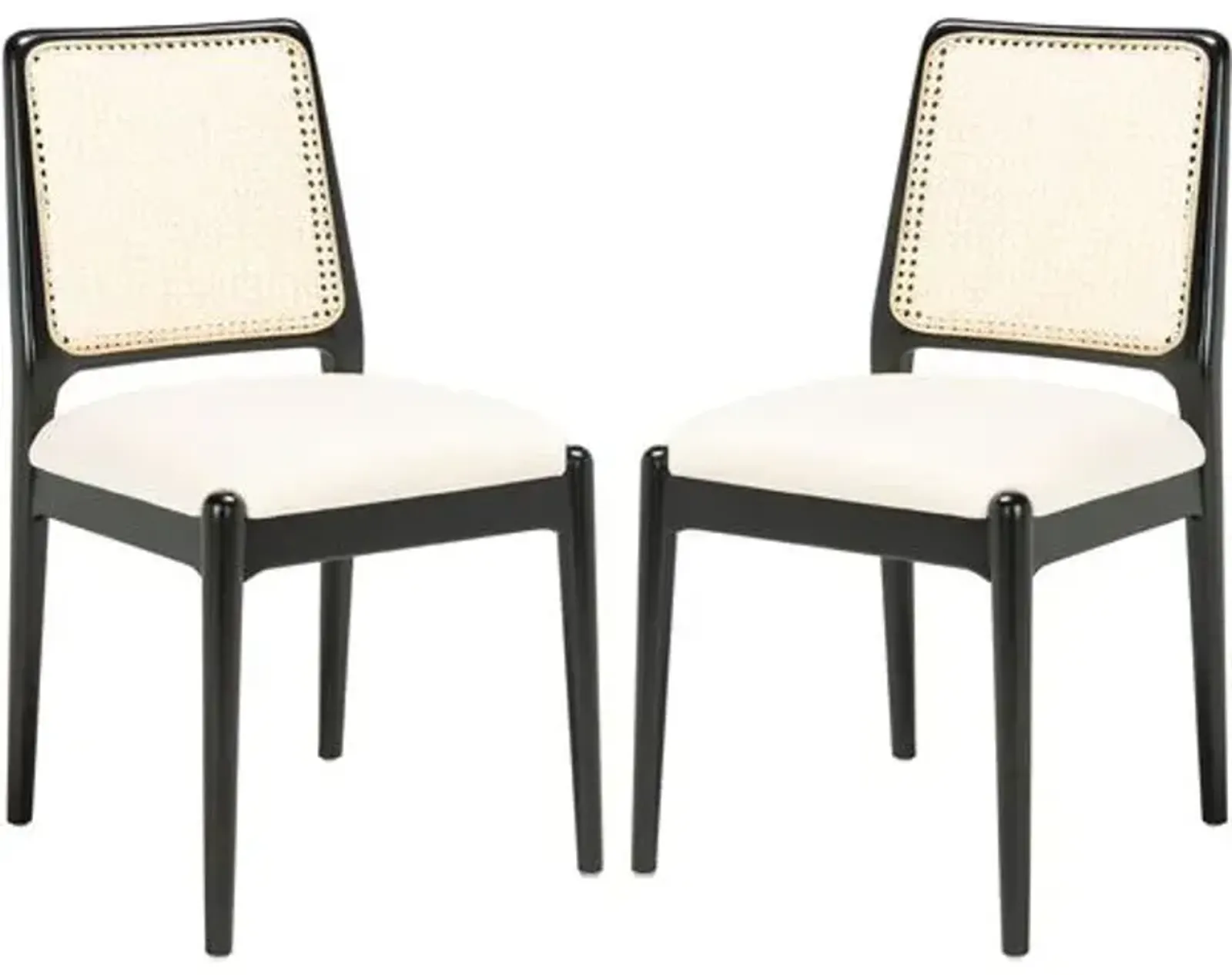 Set of 2 Opal Rattan Dining Chairs - Black/White