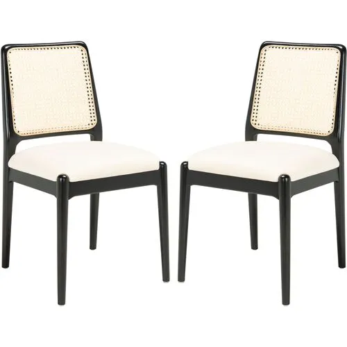 Set of 2 Opal Rattan Dining Chairs - Black/White