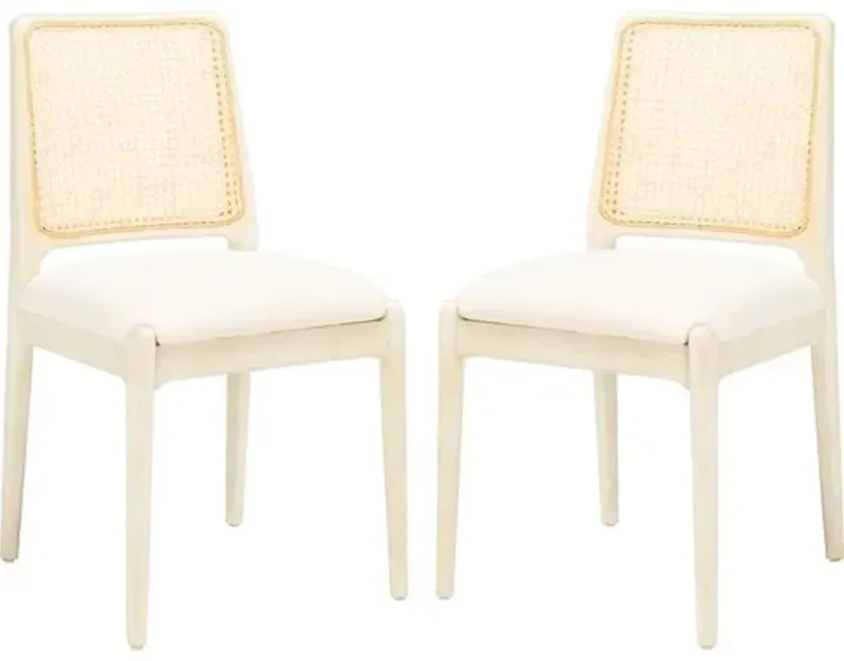 Set of 2 Opal Rattan Dining Chairs - White/White