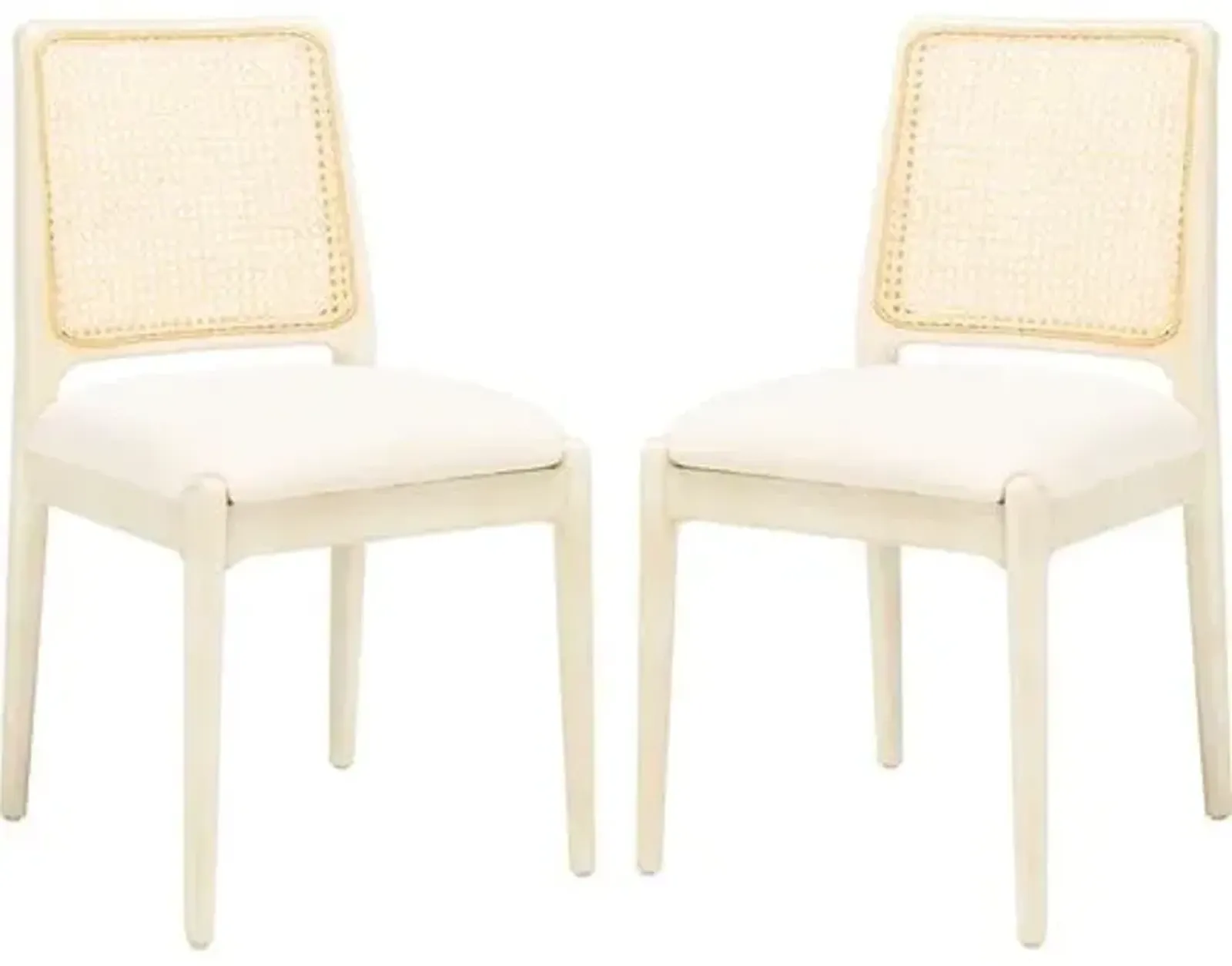 Set of 2 Opal Rattan Dining Chairs - White/White