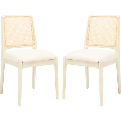 Set of 2 Opal Rattan Dining Chairs - White/White