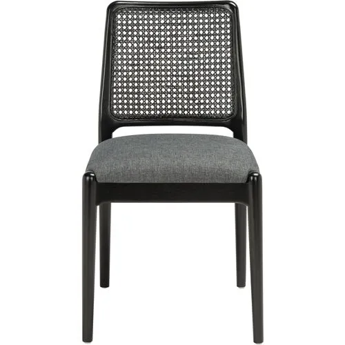 Set of 2 Opal Rattan Dining Chairs - Black/Gray
