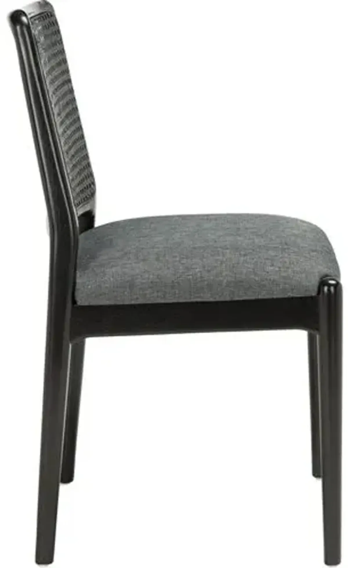 Set of 2 Opal Rattan Dining Chairs - Black/Gray