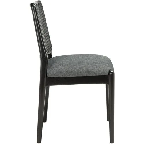 Set of 2 Opal Rattan Dining Chairs - Black/Gray