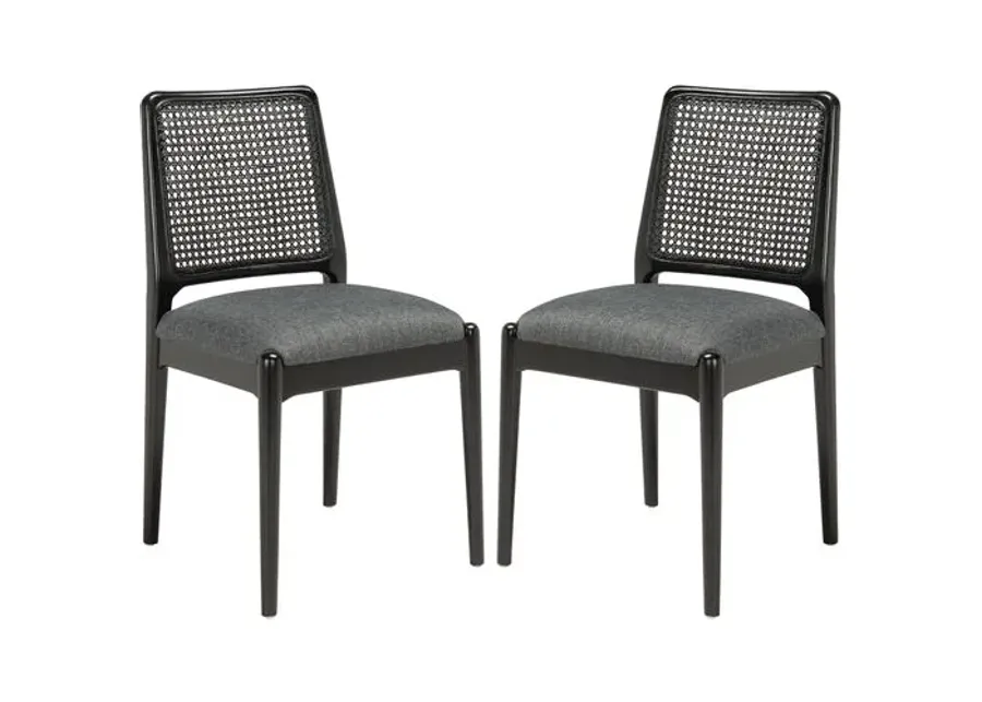 Set of 2 Opal Rattan Dining Chairs - Black/Gray