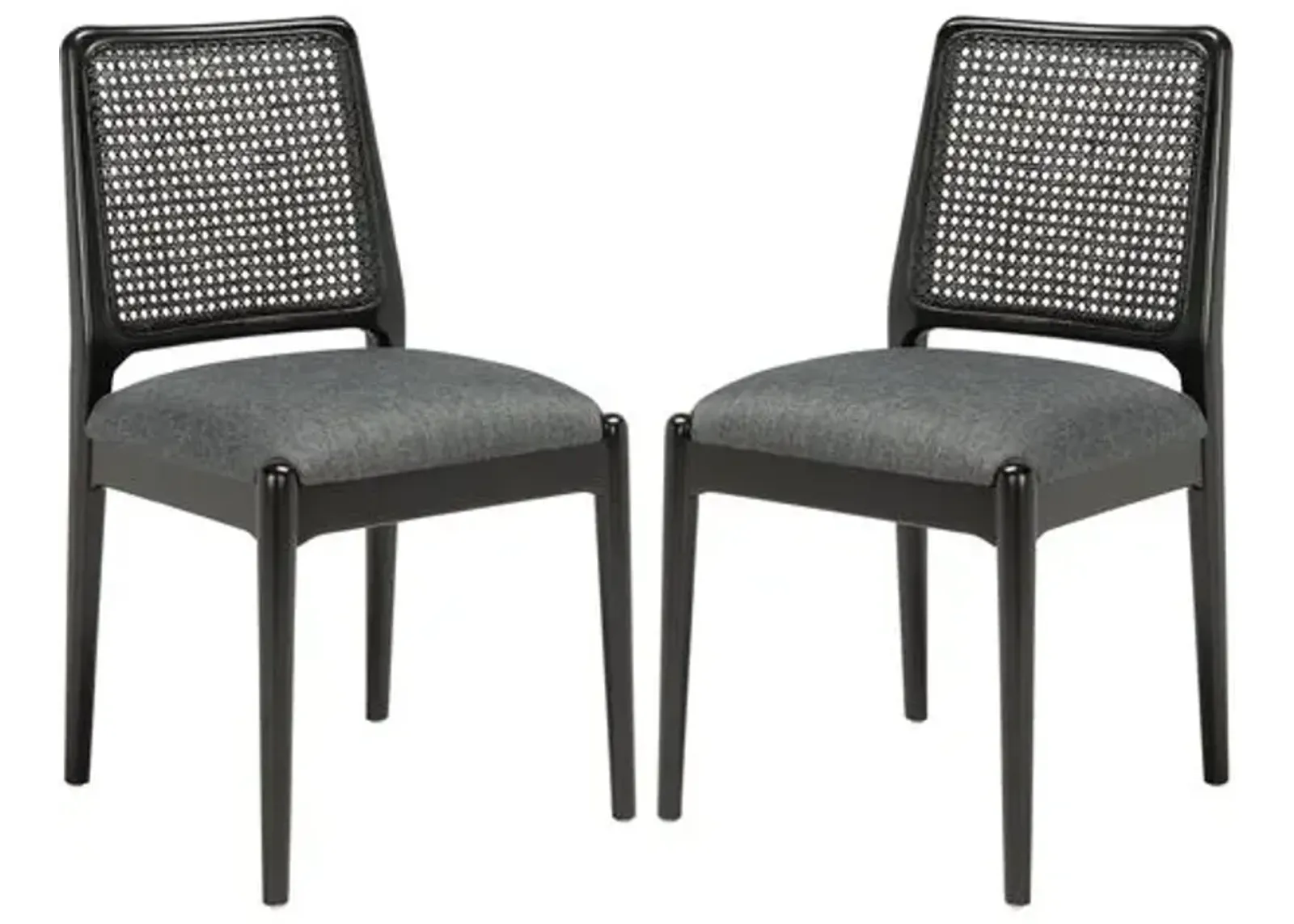 Set of 2 Opal Rattan Dining Chairs - Black/Gray