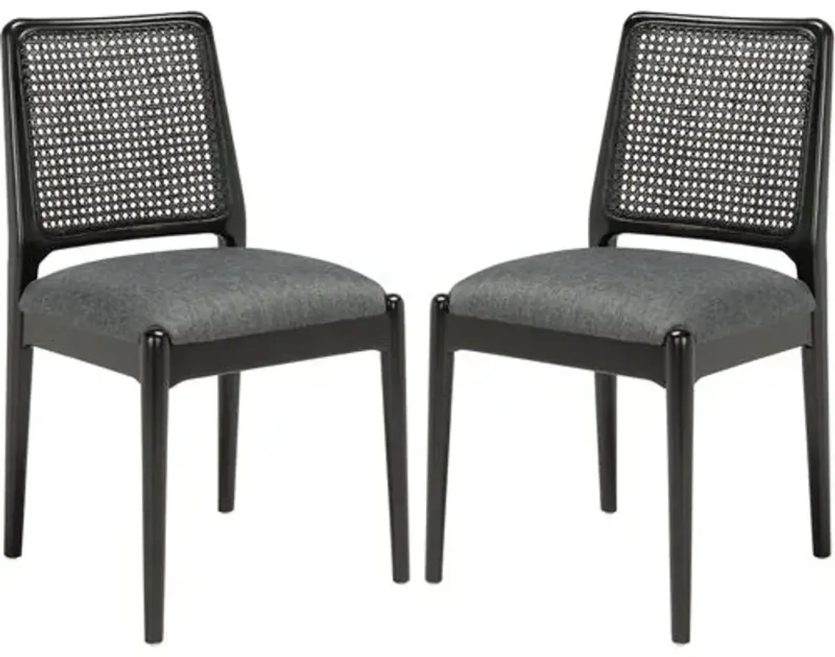 Set of 2 Opal Rattan Dining Chairs - Black/Gray