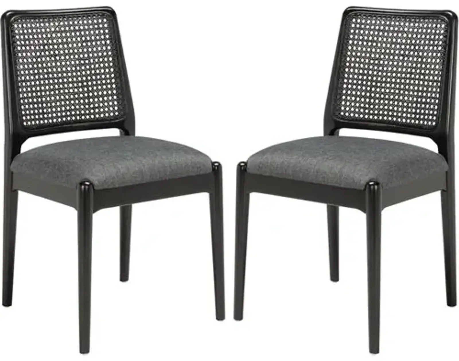 Set of 2 Opal Rattan Dining Chairs - Black/Gray