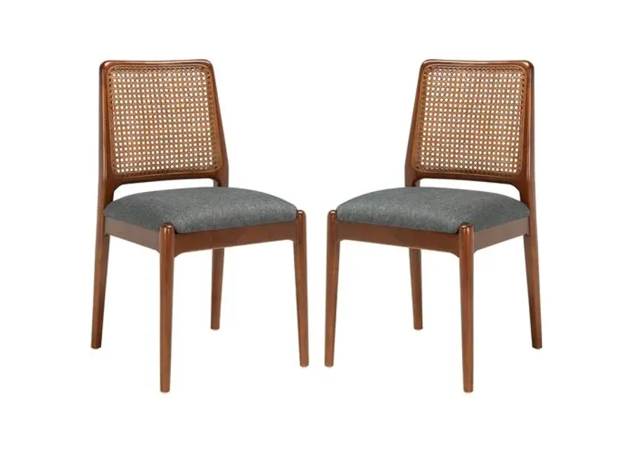 Set of 2 Opal Rattan Dining Chairs - Brown/Gray