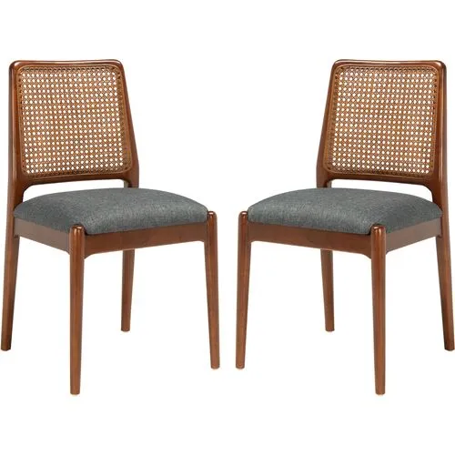 Set of 2 Opal Rattan Dining Chairs - Brown/Gray