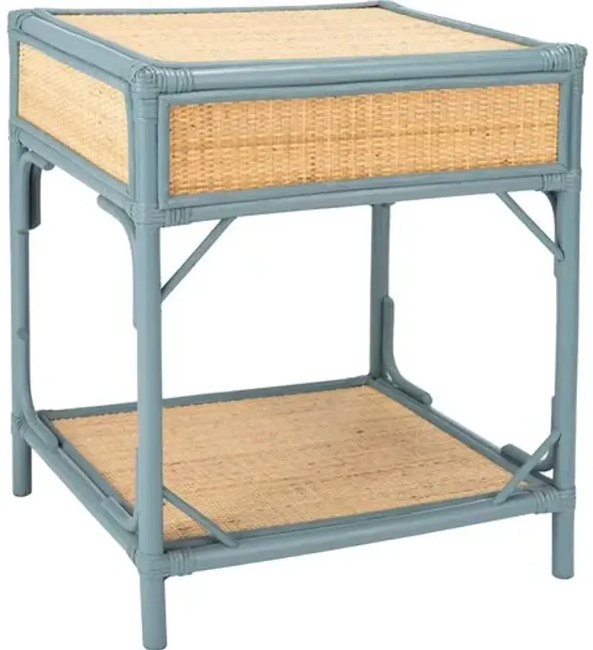 Laguna Rattan Nightstand - Blue Gray/Natural