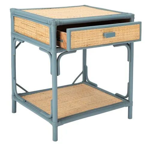 Laguna Rattan Nightstand - Blue Gray/Natural