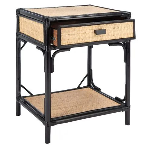 Laguna Rattan Nightstand - Black/Natural