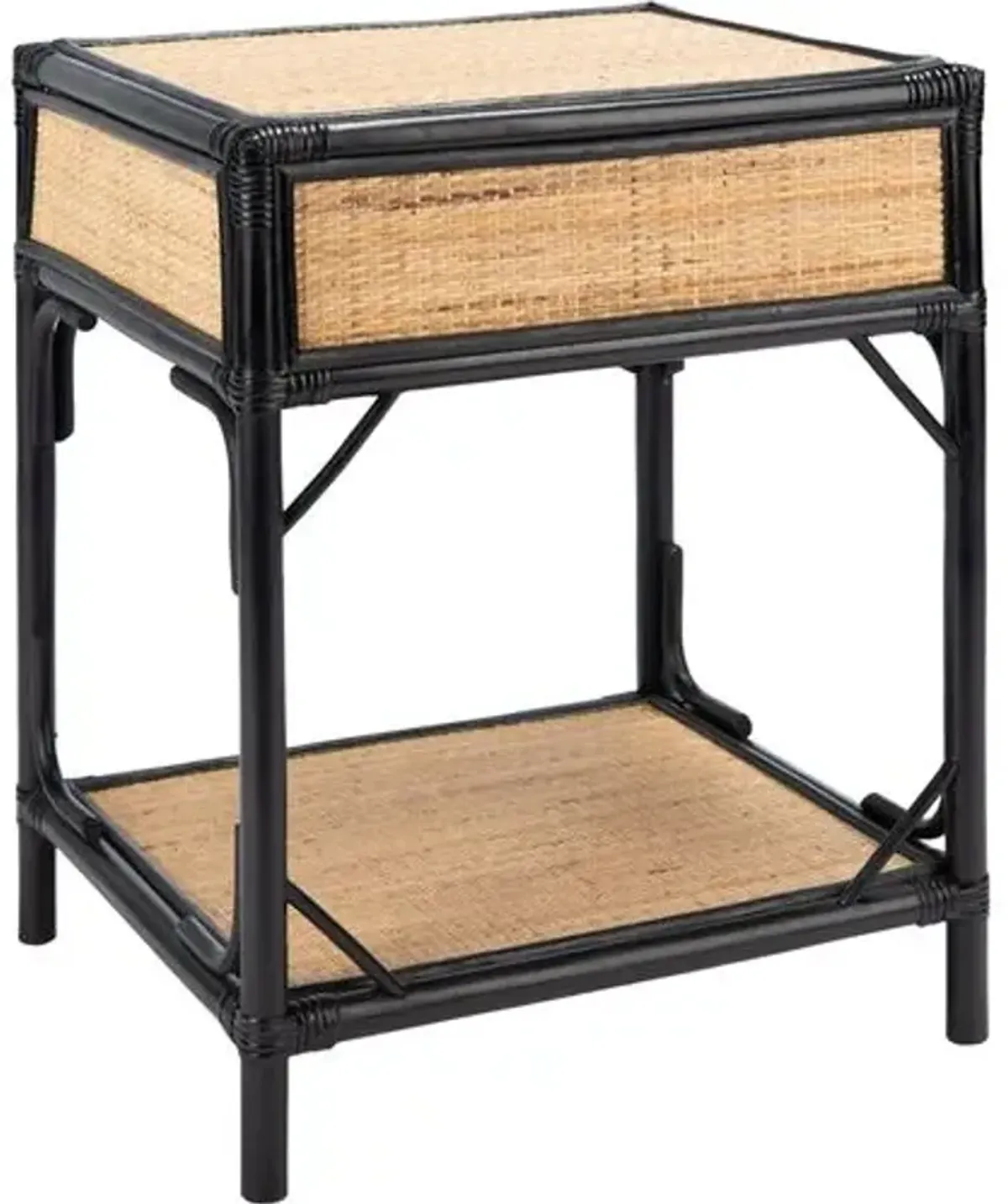 Laguna Rattan Nightstand - Black/Natural