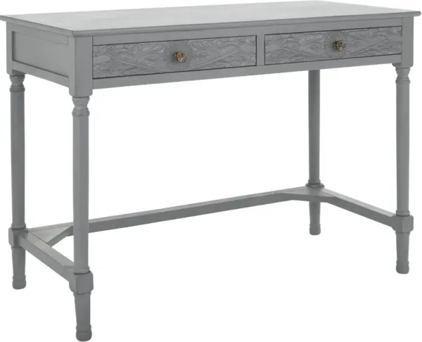 Luana 2-Drawer Desk, Distressed Gray