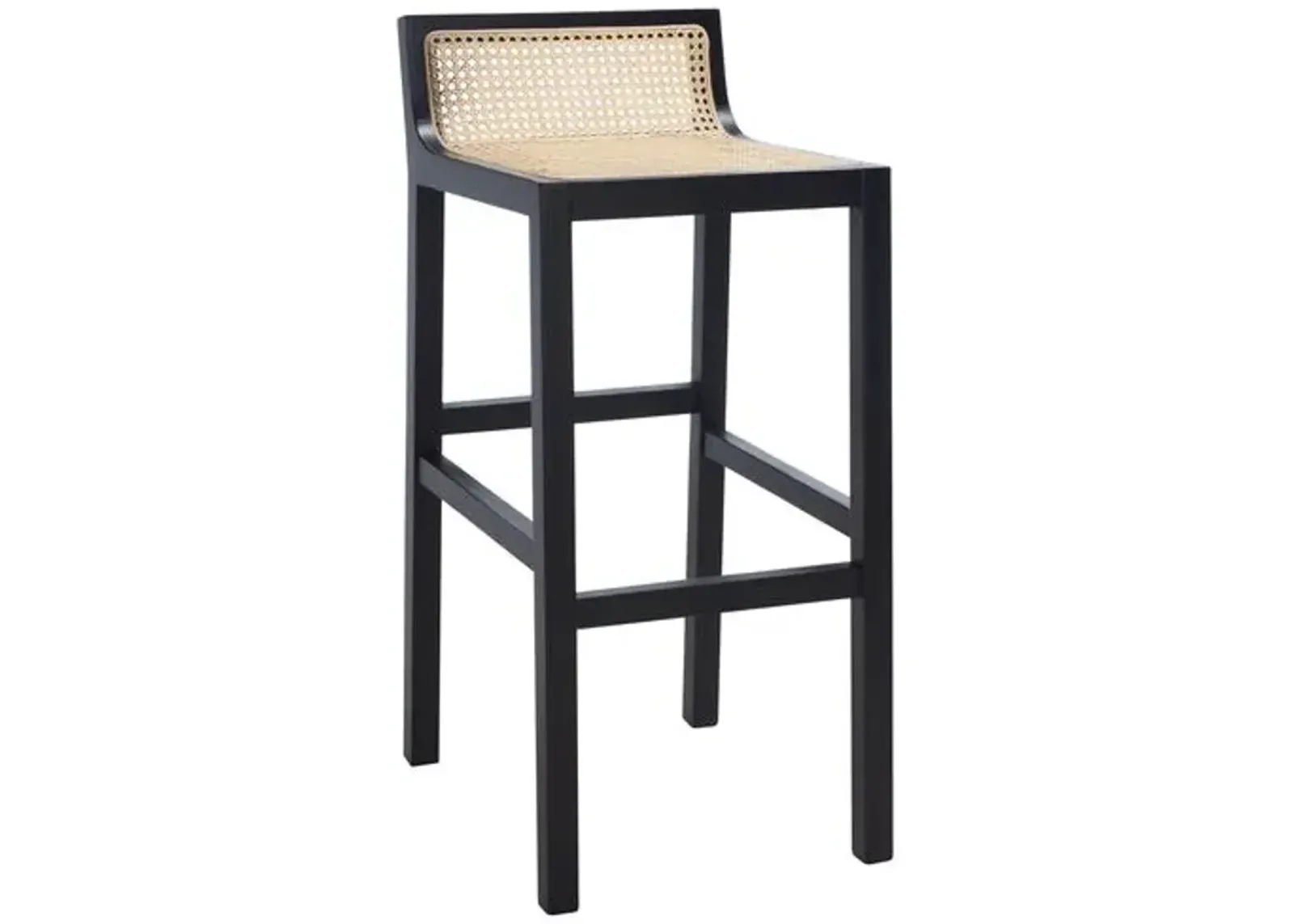 Addison Low Back Cane Barstool - Black