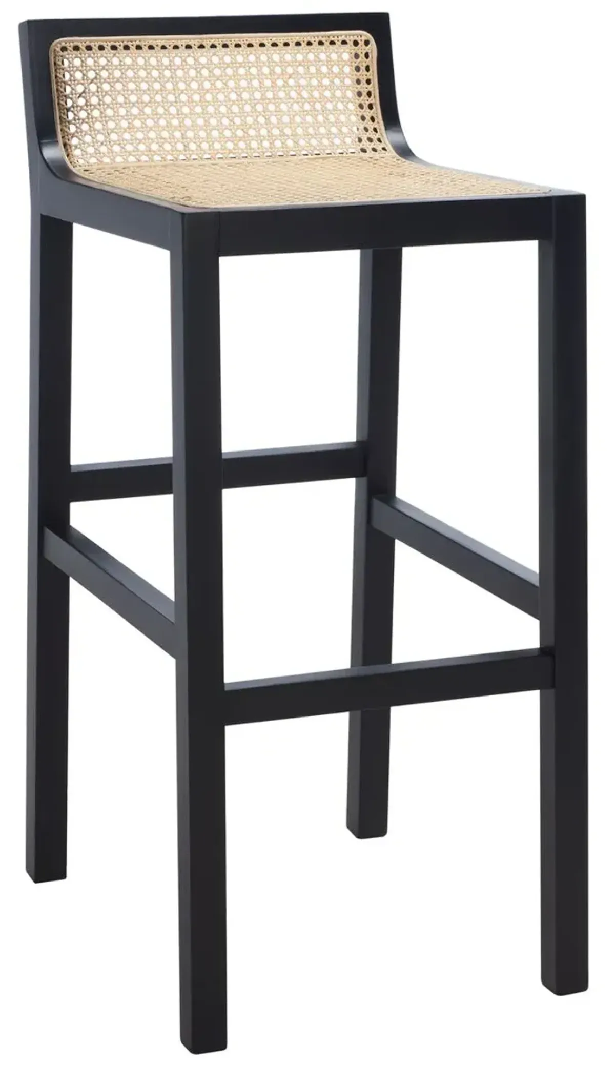 Addison Low Back Cane Barstool - Black