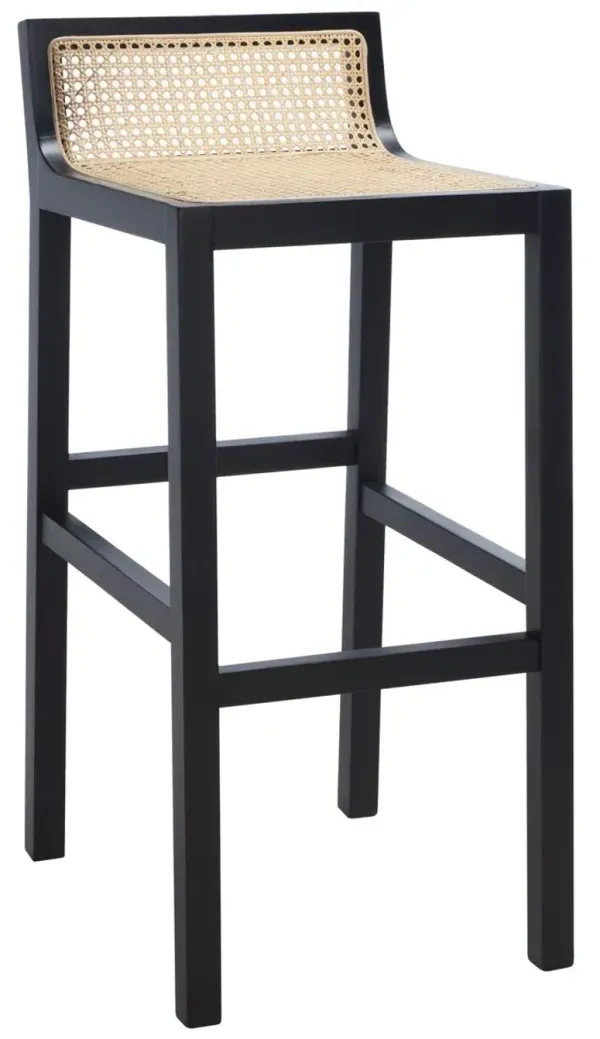 Addison Low Back Cane Barstool - Black