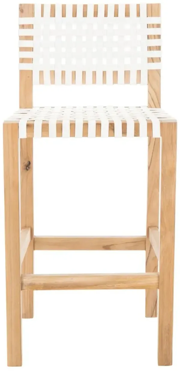 Vince Leather Counter Stool - White