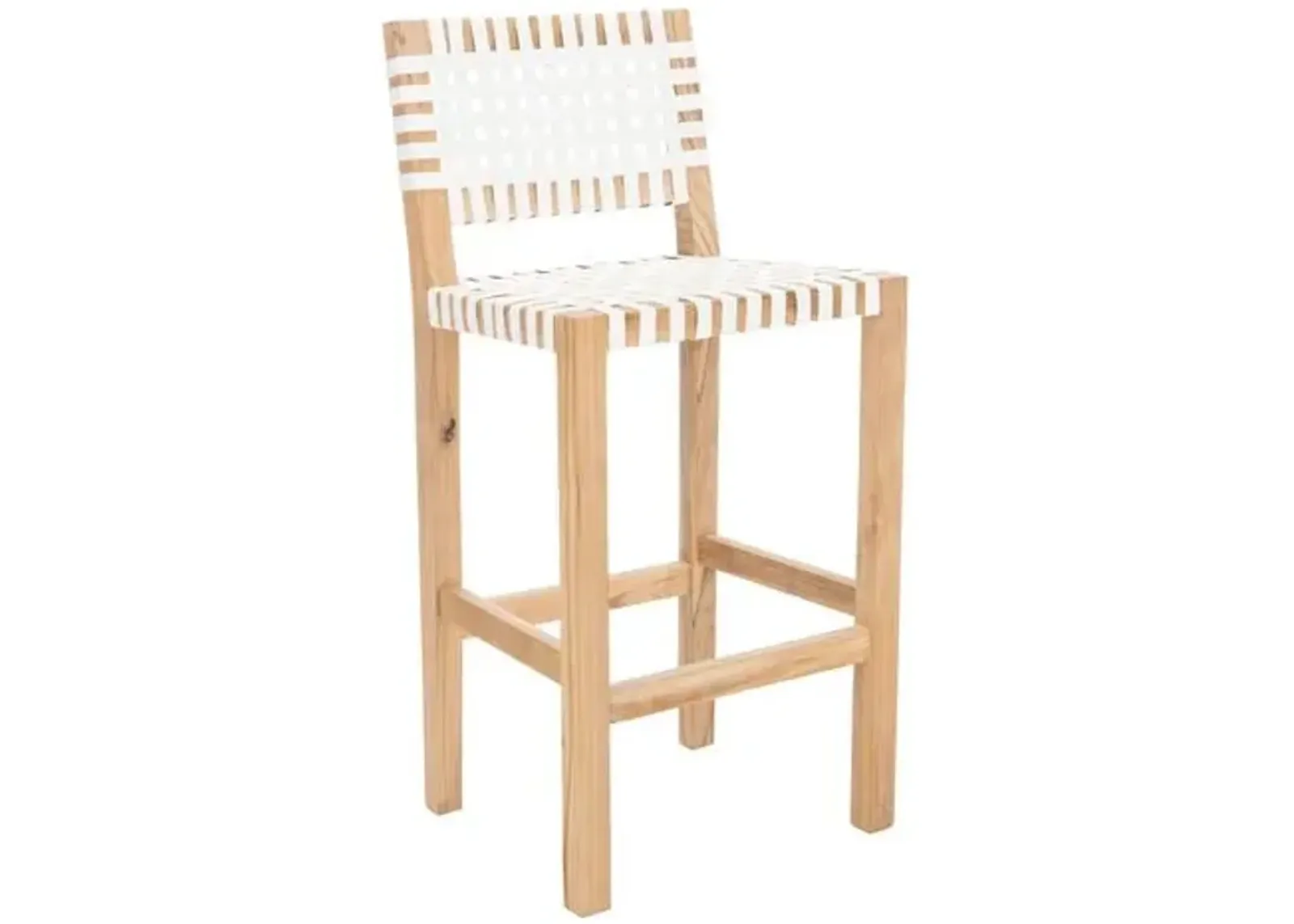 Vince Leather Counter Stool - White