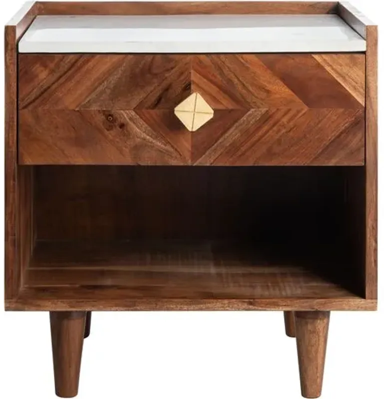 Emma 1-Drawer Nightstand - Walnut