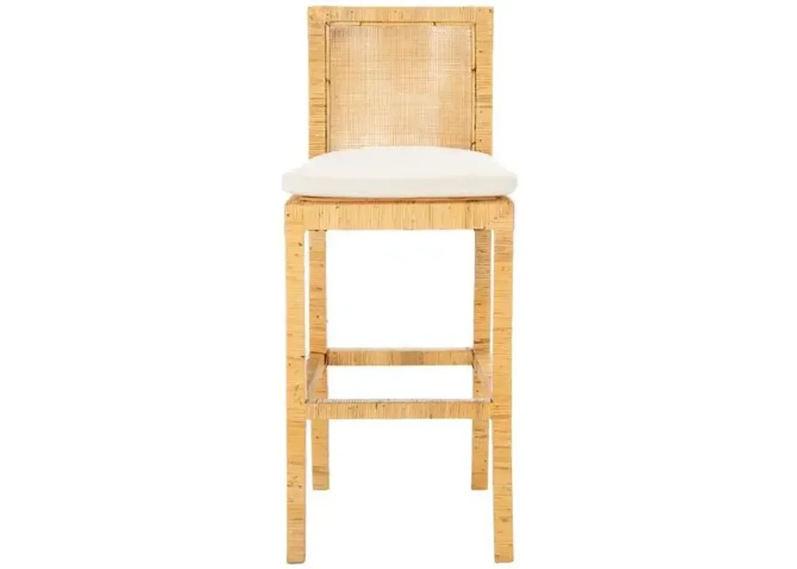 Nicola Cane Barstool - Natural - White