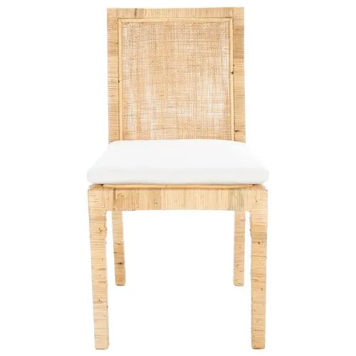 Set of 2 Nicola Cane Dining Chairs - Natural - White