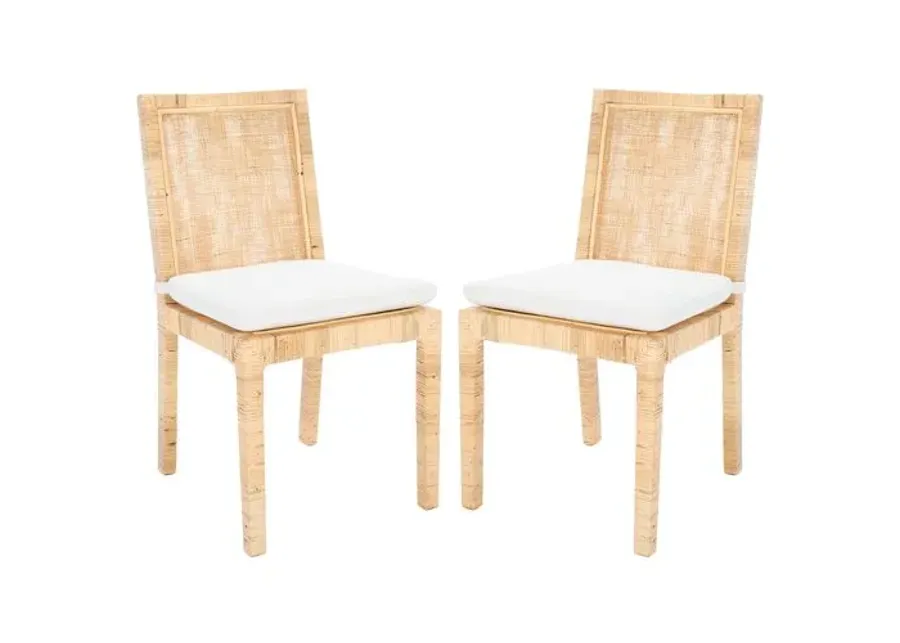 Set of 2 Nicola Cane Dining Chairs - Natural - White