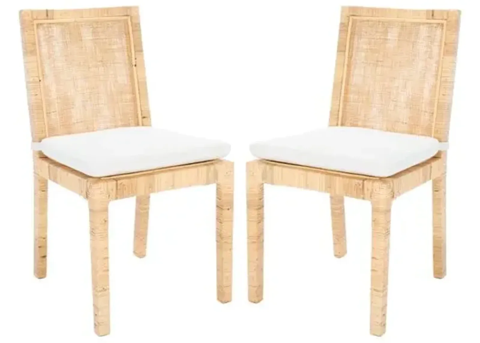 Set of 2 Nicola Cane Dining Chairs - Natural - White