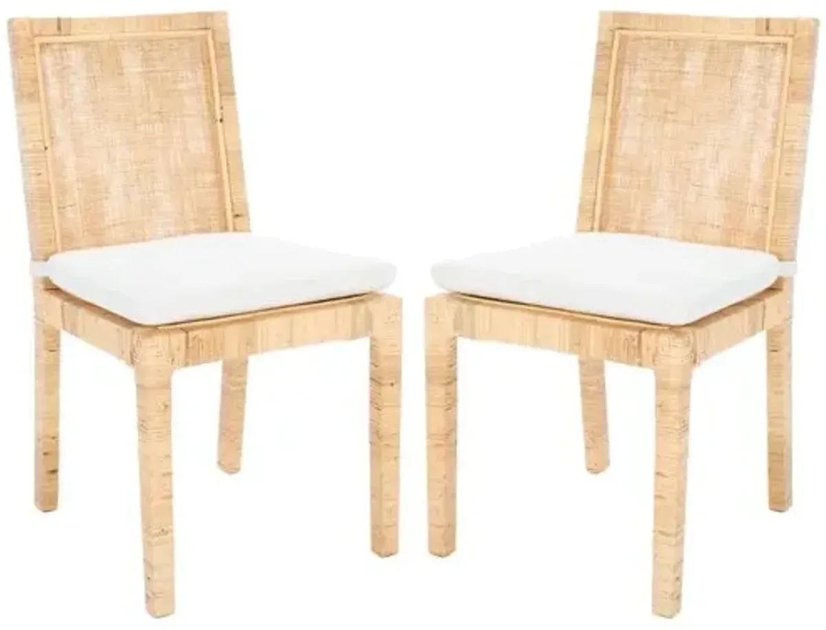 Set of 2 Nicola Cane Dining Chairs - Natural - White