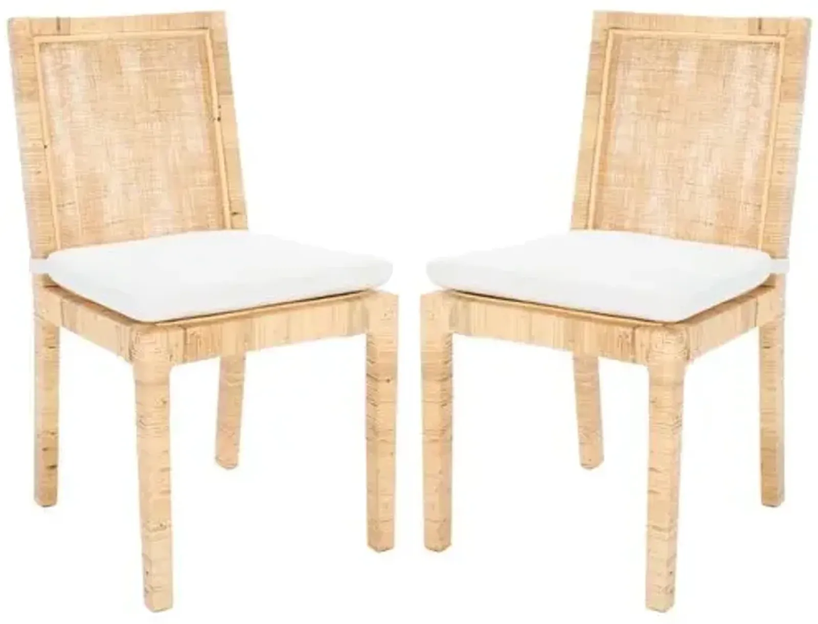 Set of 2 Nicola Cane Dining Chairs - Natural - White