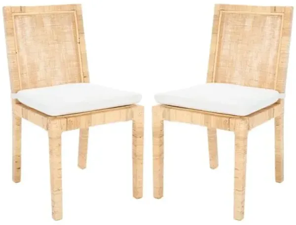 Set of 2 Nicola Cane Dining Chairs - Natural - White