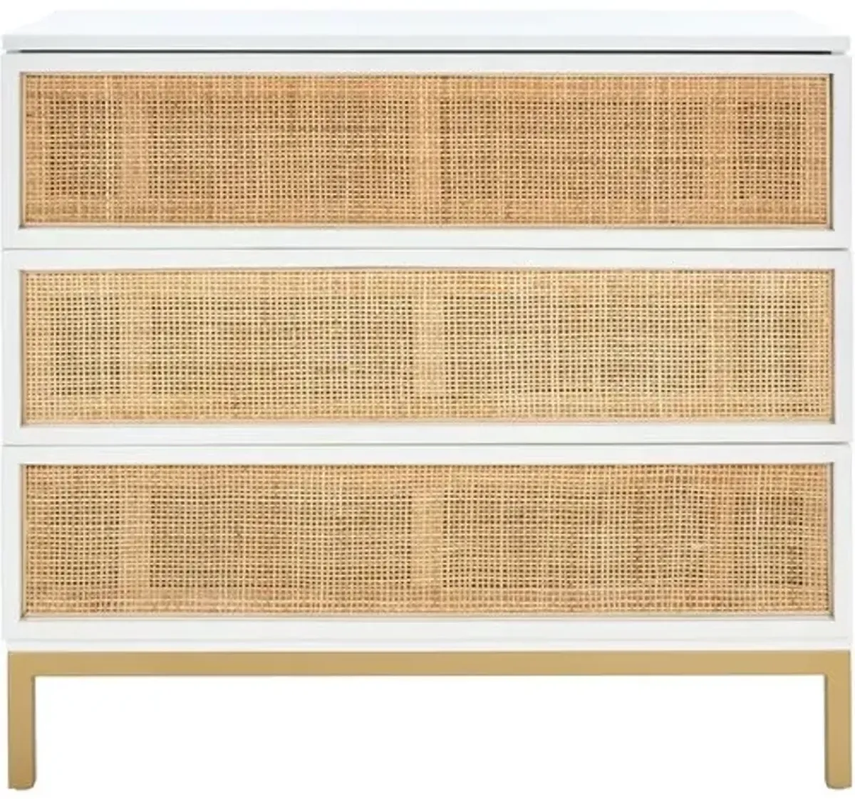 Miranda 3-Drawer Rattan Chest - White