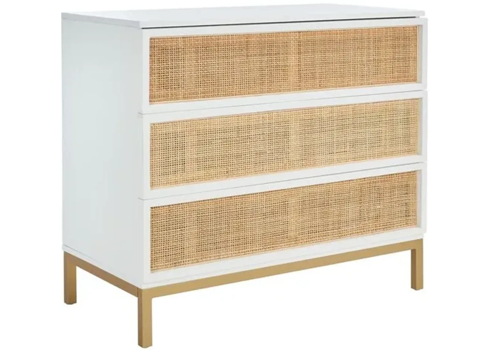 Miranda 3-Drawer Rattan Chest - White