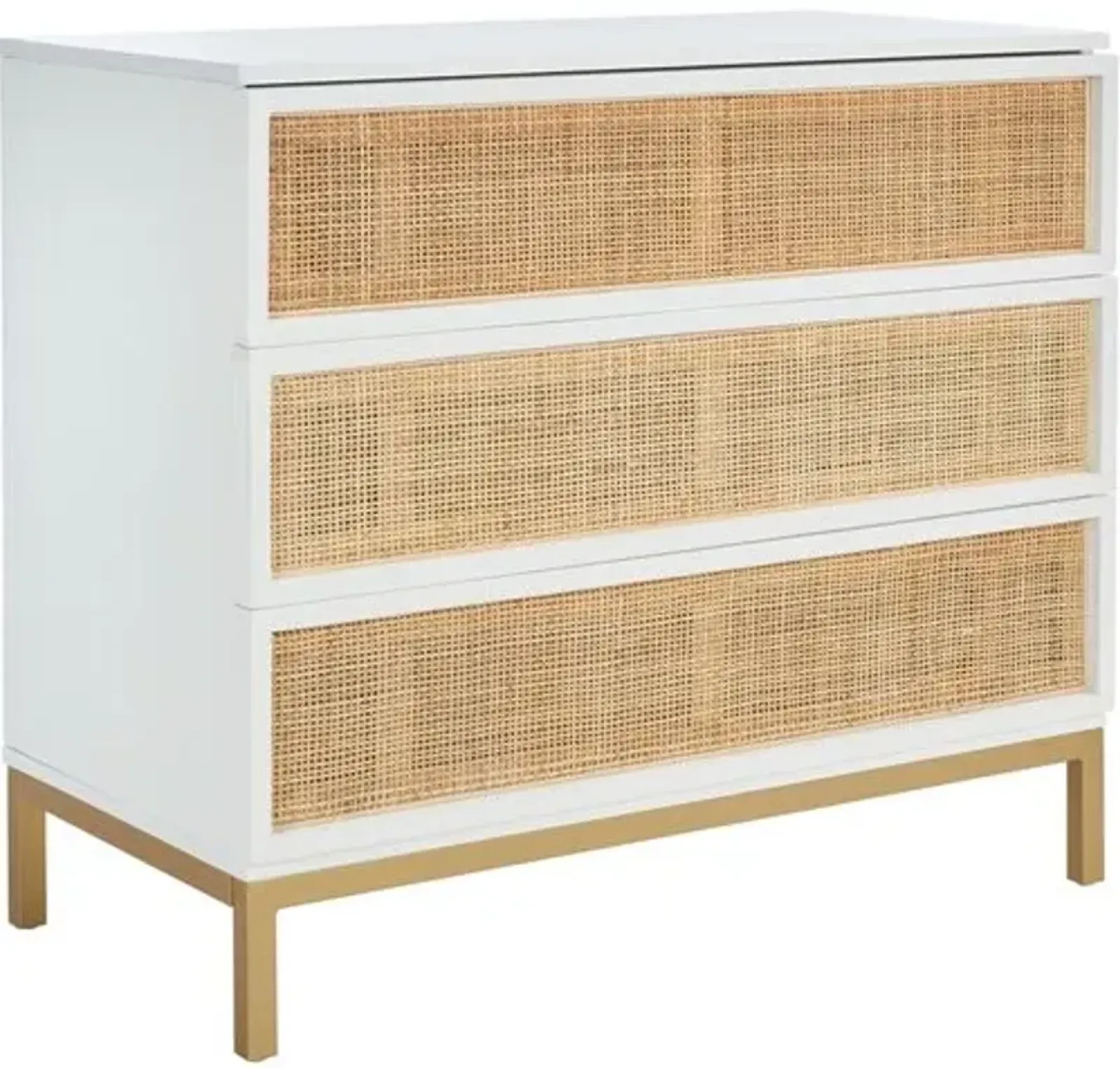 Miranda 3-Drawer Rattan Chest - White