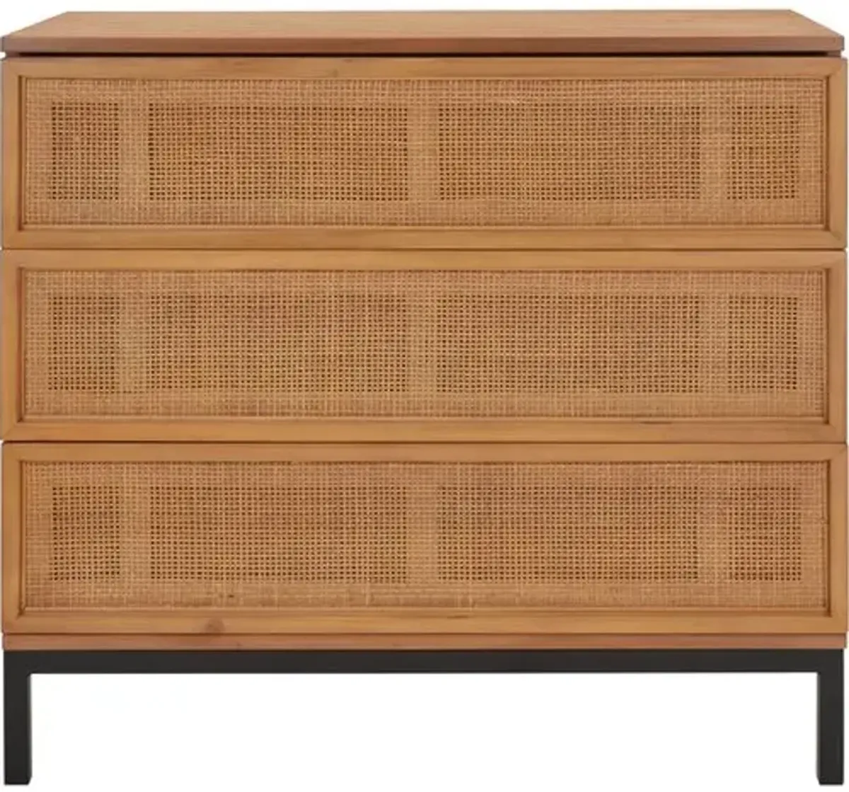 Miranda 3-Drawer Rattan Chest - Beige