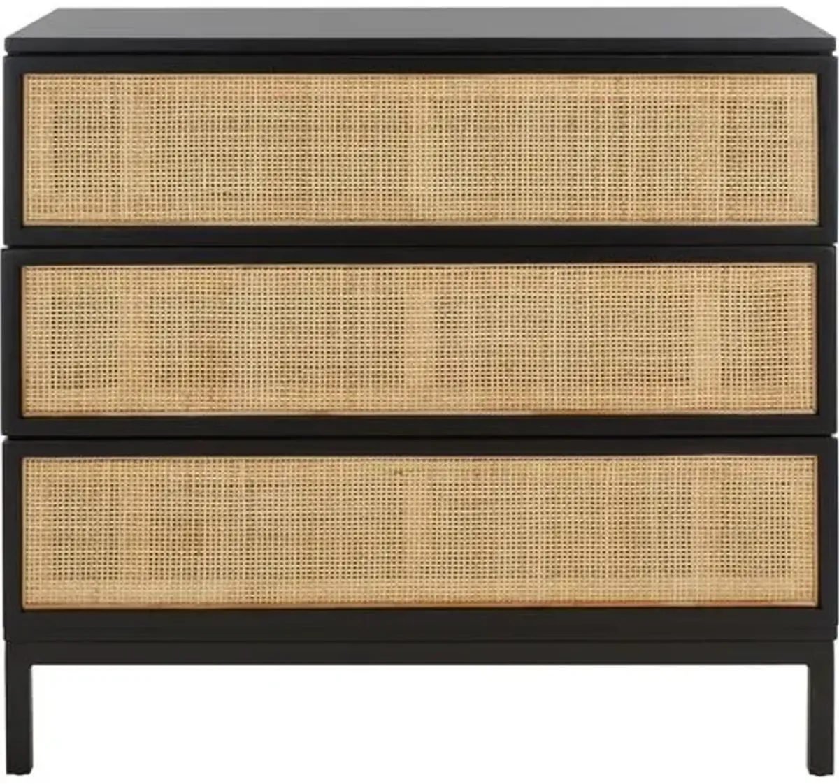 Miranda 3-Drawer Rattan Chest - Black/Natural