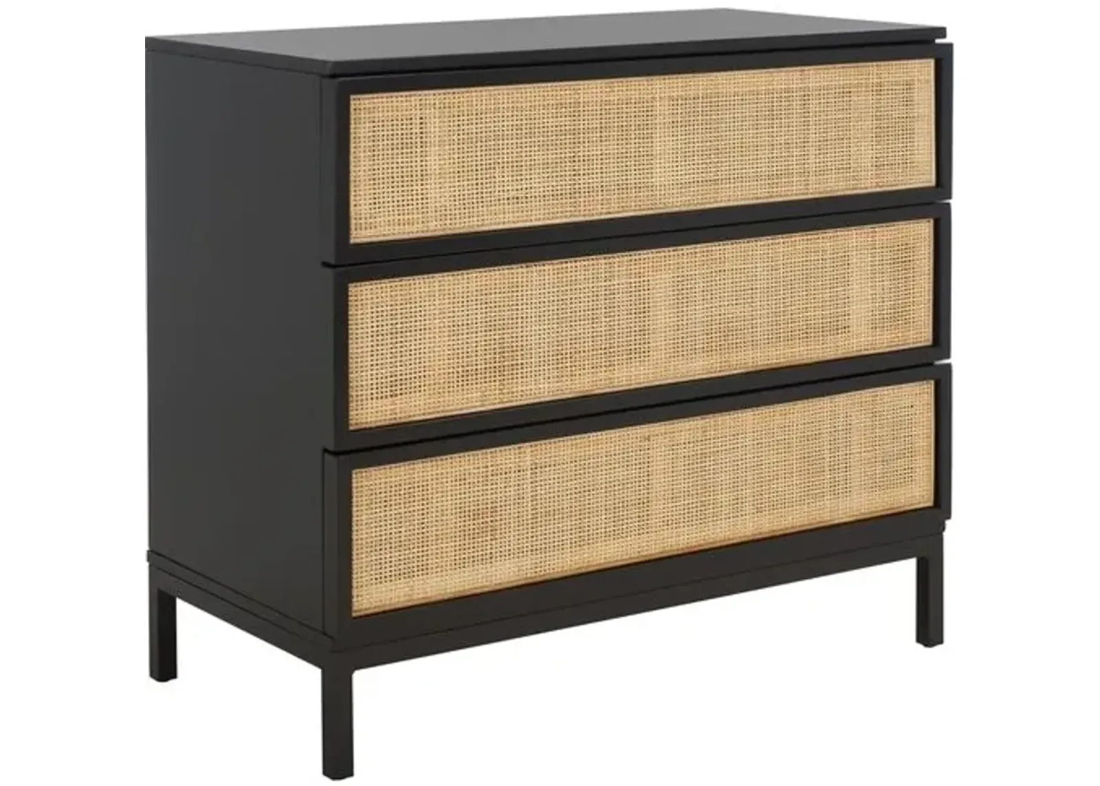 Miranda 3-Drawer Rattan Chest - Black/Natural