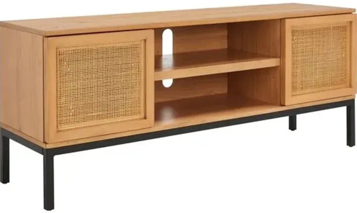 Miranda Rattan Media Stand - Beige