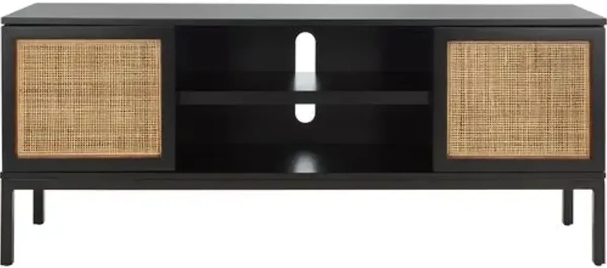 Miranda Rattan Media Stand - Black