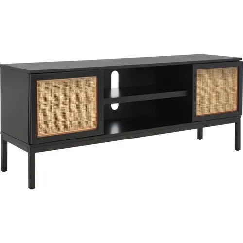 Miranda Rattan Media Stand - Black/Natural