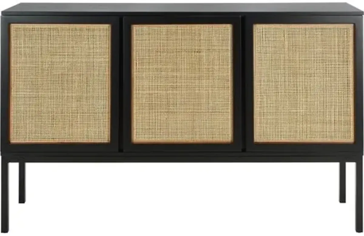 Miranda 3-Door Rattan Sideboard - Black/Natural - Brown