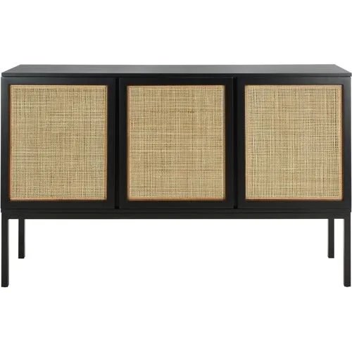 Miranda 3-Door Rattan Sideboard - Black/Natural - Brown