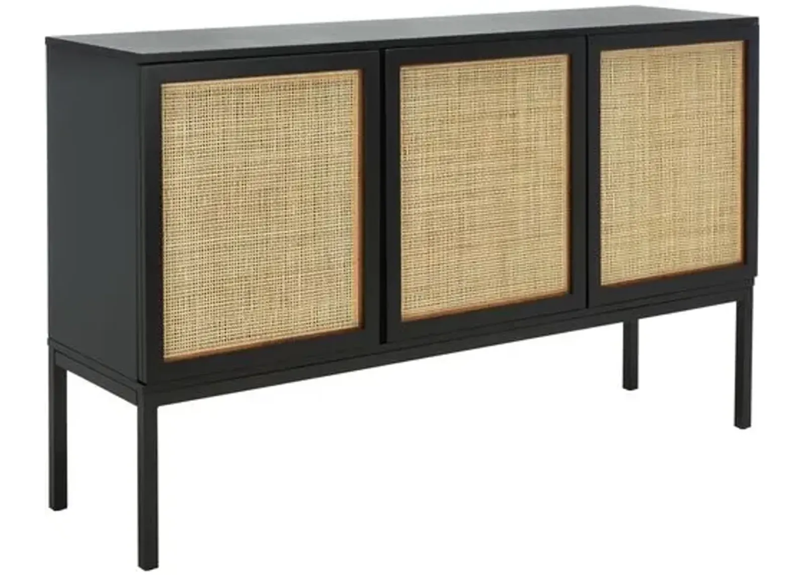 Miranda 3-Door Rattan Sideboard - Black/Natural - Brown